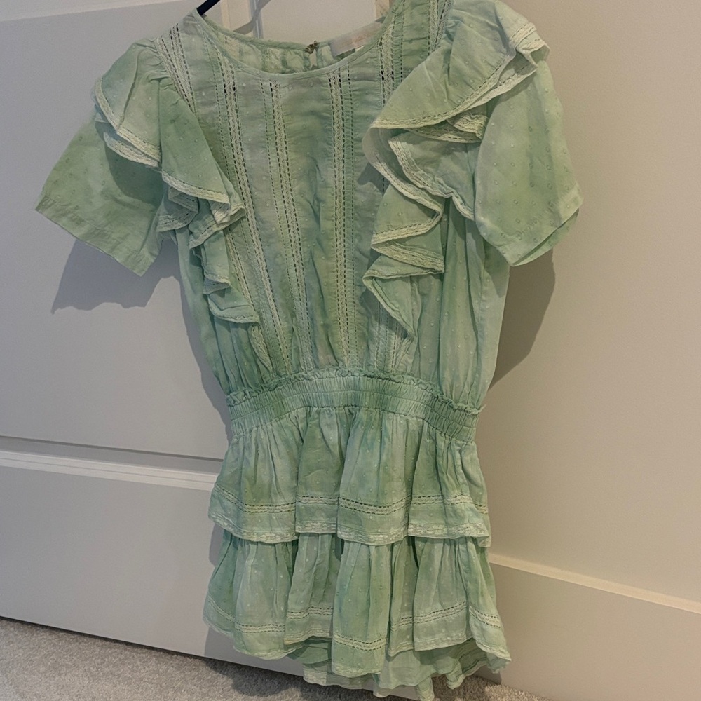 LoveShackFancy Light Green Ombré Natasha  Dress